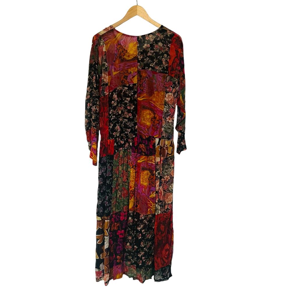 Zero Zero Vintage Beaded Mixed Media Patch Maxi Dress Size S Small Multicolor - Picture 2 of 7